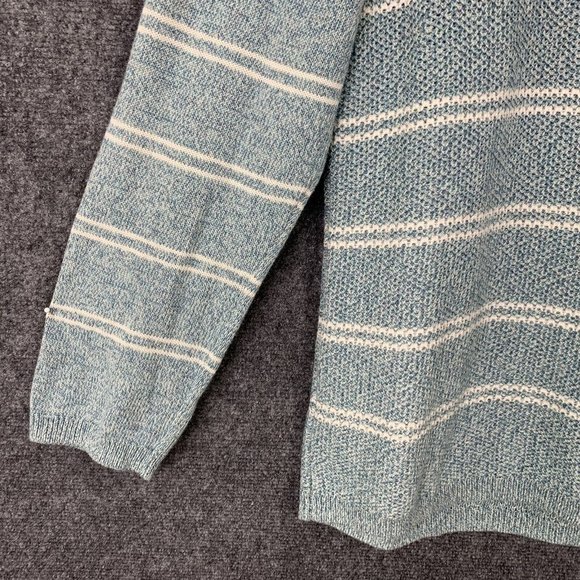 Talbots Long Sleeve Pull Over Sweater Turquoise w/White Stripe Women XL  1/4 Zip - Picture 3 of 9